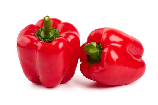 Red ripe bell pepper, isolated on white background.