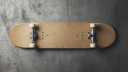 Abwaschbare Fototapete A minimalist, blank skateboard mockup showcasing its sleek shape and smooth surface, perfect for graphic designers to showcase their creative designs. © Nijat