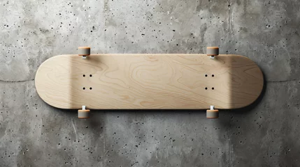 Foto op Plexiglas A minimalist, blank skateboard mockup showcasing its sleek shape and smooth surface, perfect for graphic designers to showcase their creative designs. © Nijat