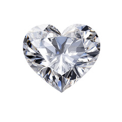 Heart shaped diamond isolated on transparent and white background. Symbol of love. Ideal for use in advertising. Generative ai