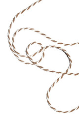 Wrapping Paper Stripy String Rope Close Up on White Background