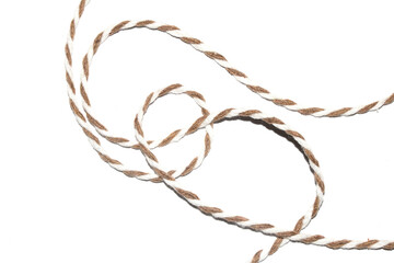 Wrapping Paper Stripy String Rope Close Up on White Background