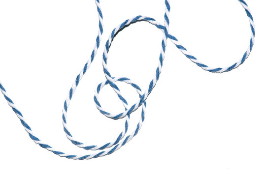 Wrapping Paper Stripy String Rope Close Up on White Background