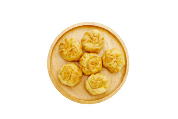 Cream puffs on white background