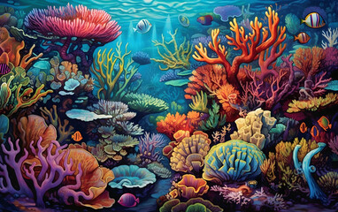 Obraz premium Illustration of the beauty of a tropical coral reef