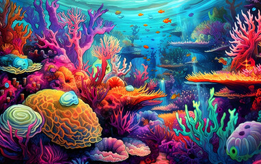 Fototapeta na wymiar Illustration of the beauty of a tropical coral reef