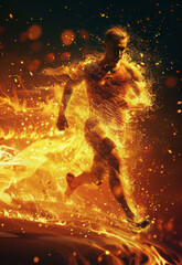 Man on fire running, poster