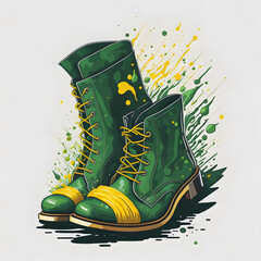 Stride into Saint Patrick's - Festive Green Boots with Vivid Splashes