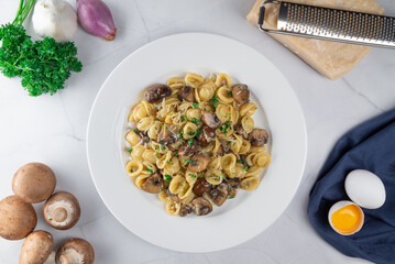 Orecchiette pasta with mushrooms