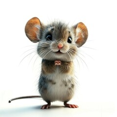 cute funny mouse on white background