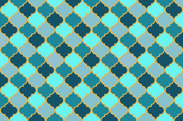 Arabesque Mosaic. Geometric Trellis background. Quatrefoil Arabian Ethnic Tesselation. Persian Pattern. Traditional Moroccan background