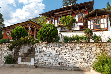 Fototapeta na wymiar Exterior of Nalanda Buddhist College in Punakha, West Bhutan, Asia
