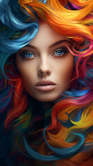 Woman With Colorful Hair, wallpapers for smaptphones