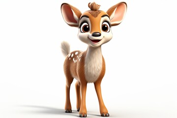 Cute Deers character 3d illustration clipart isolated on white background