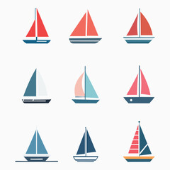 Sailboat icon Pro style Vector Set