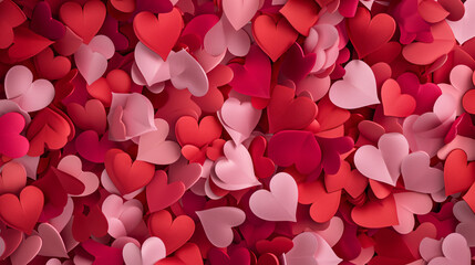 A vibrant and captivating Valentine's Day banner featuring an enchanting seamless pattern of hearts in alluring shades of red and pink. This festive design will add a touch of romance and wa
