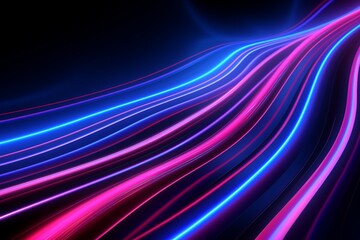 Fototapeta na wymiar abstract ascending pink blue neon lines isolated on black background. Digital ultraviolet wallpaper