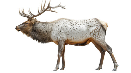 Majestic Elk Standing Next to White Background