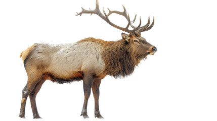 Majestic Elk Standing in White Background