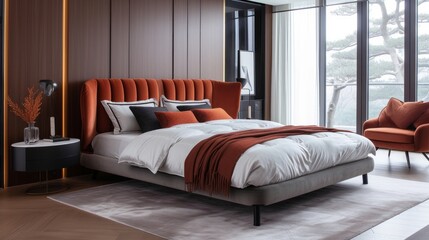 Sleek lines and rich hues make velvet beds a focal point in modern interiors