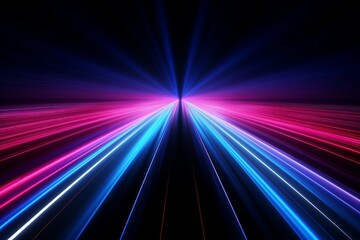 abstract ascending pink blue neon lines isolated on black background - obrazy, fototapety, plakaty