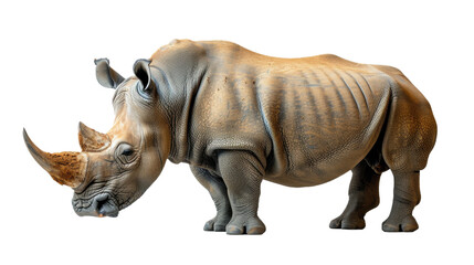 Statue of a Rhinoceros on a White Background