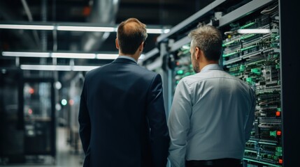 Fototapeta premium IT specialists talk about solving problems in the modern IT industry