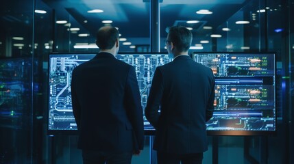 Fototapeta premium IT specialists talk about solving problems in the modern IT industry