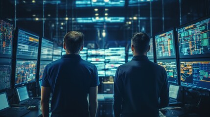 Fototapeta premium IT specialists talk about solving problems in the modern IT industry