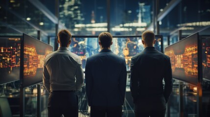 Fototapeta premium IT specialists talk about solving problems in the modern IT industry