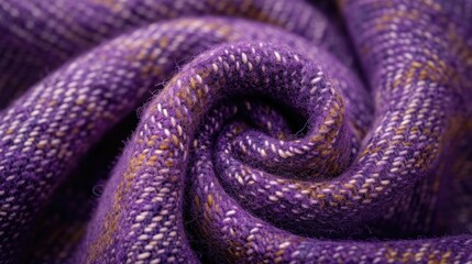Fototapeta premium A macro shot of dense tweed fabric in a bold 'Amethyst Orchid', showcasing its intricate weave and textured surface, ideal for autumn and winter collections and classic apparel