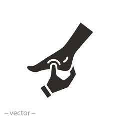 foot massage icon, service spa for leg, feet care, masseur hands, flat symbol, vector illustration