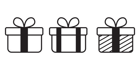 Gift box icon. Gift wrapping symbol. Surprising gift box signs. Christmas gift icon, vector illustration symbol in white background.