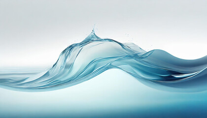 Plusk niebieskiej wody na białym tle, fala, tło tapeta generative ai