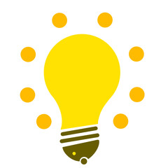 New idea symbol, flat bright cartoon bulb. Idea icon, circle logo