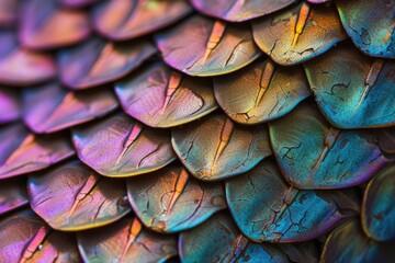 colorful metal texture snake scales - obrazy, fototapety, plakaty