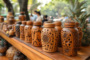 A gathering of local artisans showcasing handmade crafts, promoting a sense of community and supporting local craftsmanship. Concept of artisan community. Generative Ai.