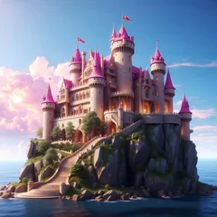  A pink castle on an island © AMERO MEDIA