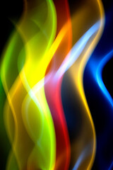 Obraz premium Neon Wavy Rainbow Lines on Black Background