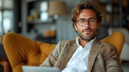 Relaxed Man in Stylish Home Office