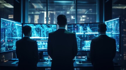 Fototapeta premium IT specialists talk about solving problems in the modern IT industry