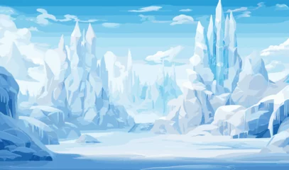 Schilderijen op glas snowy landscape with ice castle vector simple 3d isolated illustration © Svitlana
