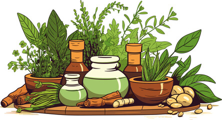 Naturopathy Plant-based Medicine vector flat isolated vector style illustration