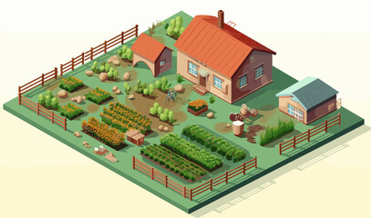 agriculture isometric vector flat minimalistic isolated illustration
