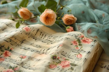 Sheet of Music With Roses.  