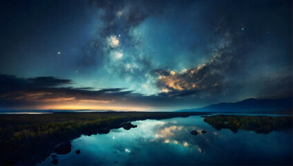 Fototapeta na wymiar beautiful view of the night sky
