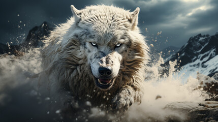 Aggressive Grey Wolf in the Wild