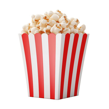 3d popcorn bucket isolated on transparent background, png