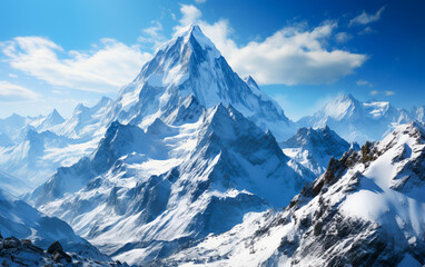 Fototapeta premium Blue Skies Over the Alpine Peaks. Aerial Mountain Majesty