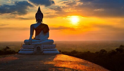 buddha and sunset